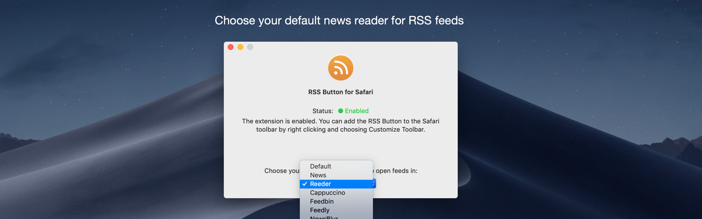 Choose your default news reader for RSS feeds